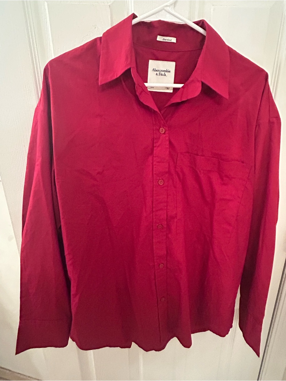 Abercrombie & Fitch Red Long-Sleeve Button-Down Shirt